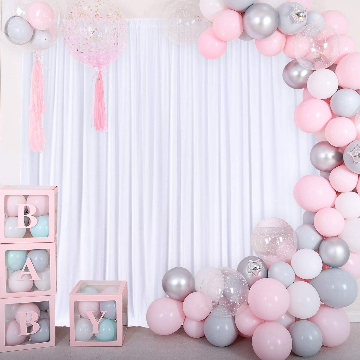 AK TRADING CO. 10 feet Wide x 12 feet Long IFR Polyester Backdrop Drapes Curtains Panels with Rod Pockets - Wedding Ceremony Party Home Window Decorations - (White)