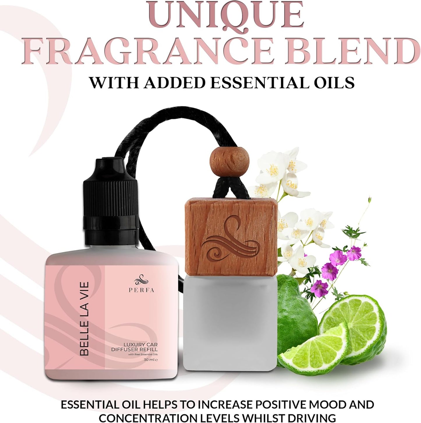 Belle La Vie Car Air Fresheners Gift Set | Luxury Perfume-Inspired Car Air Freshener for Women | Strong and Sophisticated Car Scents for Women | Refillable Essential Oil Infused Car Cologne by Perfa