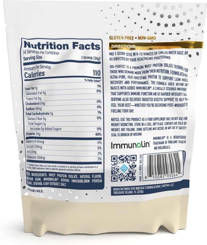 NuEthix Formulations ISO-Perfect with Digestive Support (Vanilla, 14 Servings)