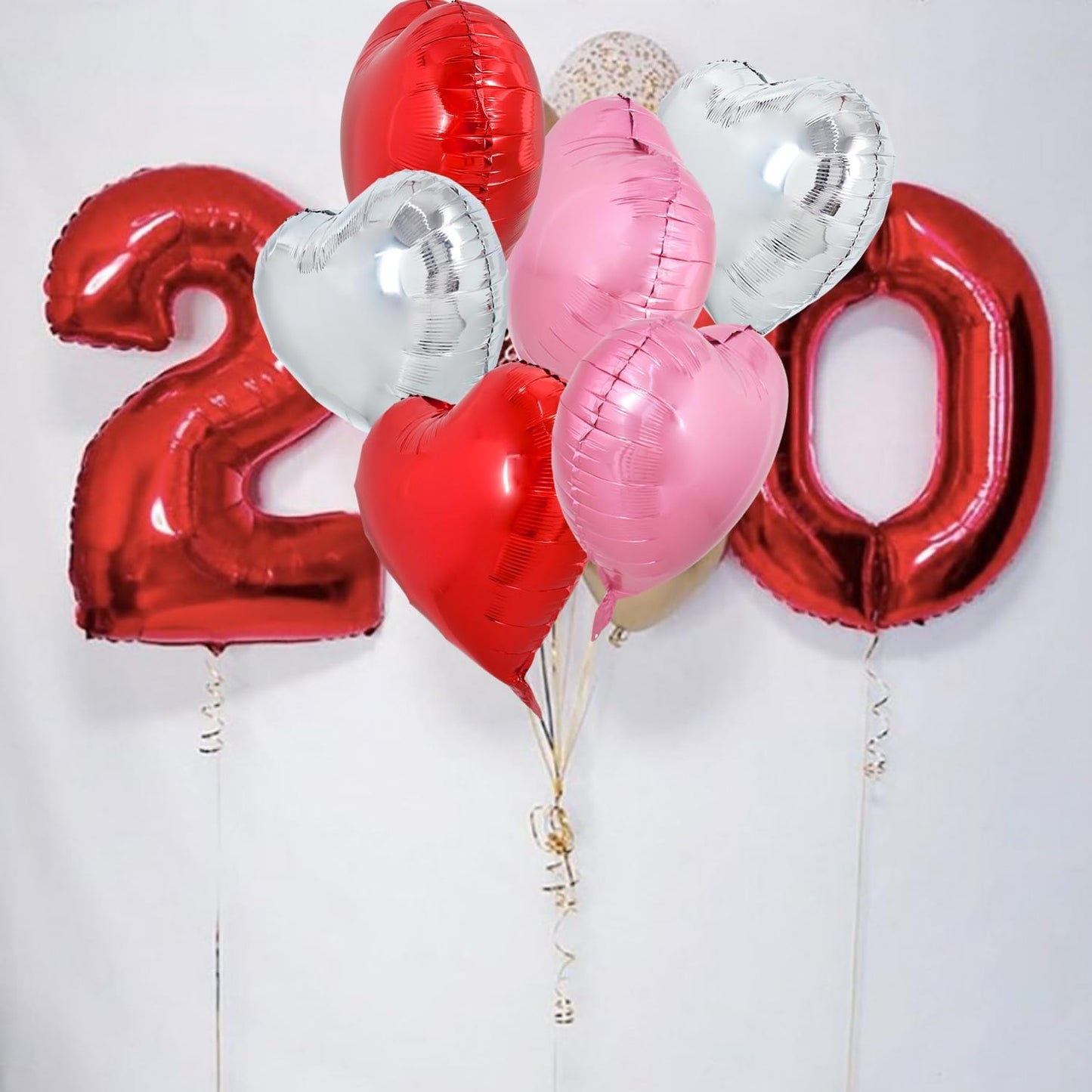 TONIFUL 30Pcs 18 Inch Heart Balloons Red Silver Pink Valentine’s Day Heart Shape Foil Mylar Balloons Decoration for Valentine's Day Wedding Bridal Shower Anniversary Engagement Party Supplies