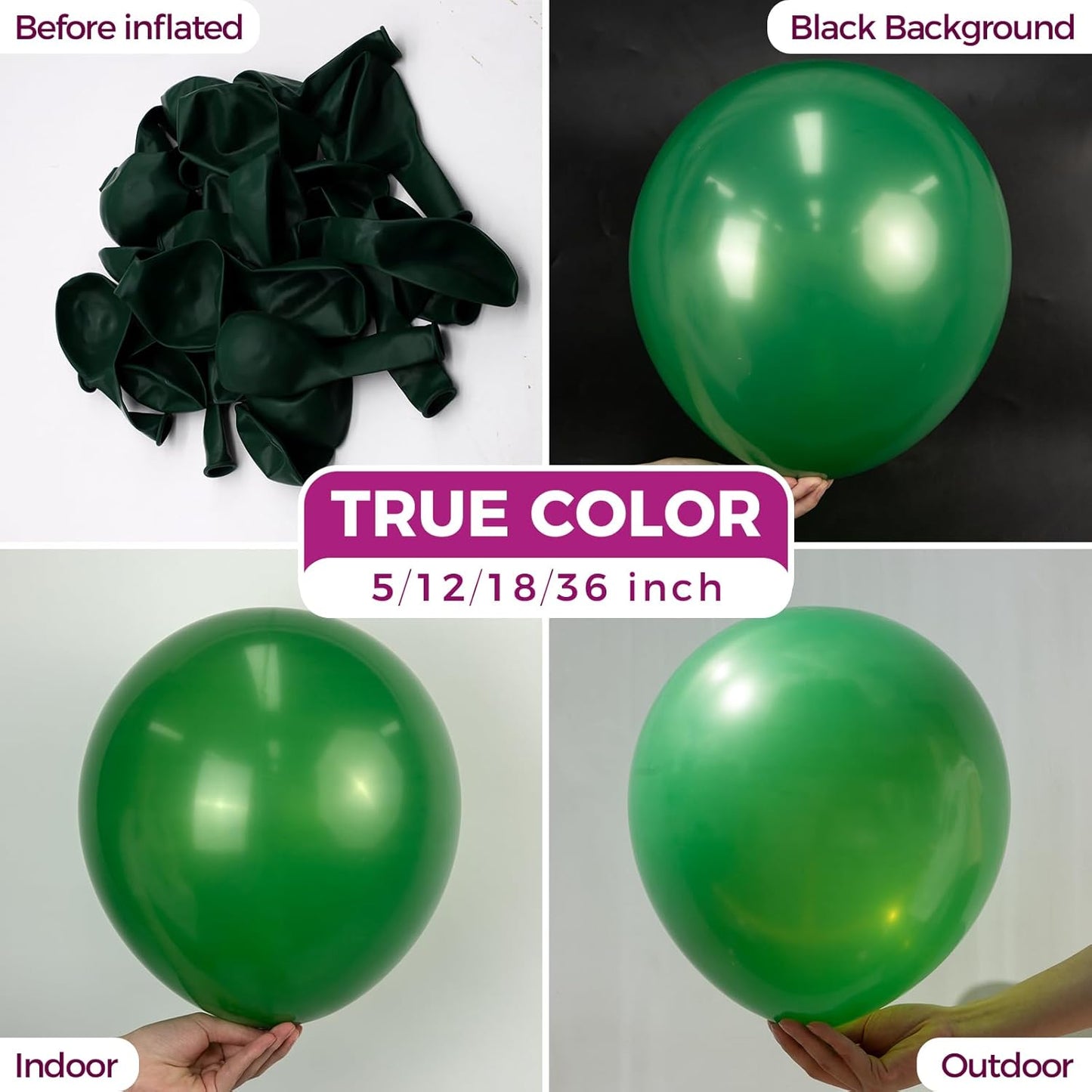 Bezente Green Balloons Latex Party Balloons - 150 Pack 5 inch Matte Small Dark Green Helium Balloons for Birthday Bridal Shower Christmas St. Patrick's Day Jungle Safari Theme Party Decorations