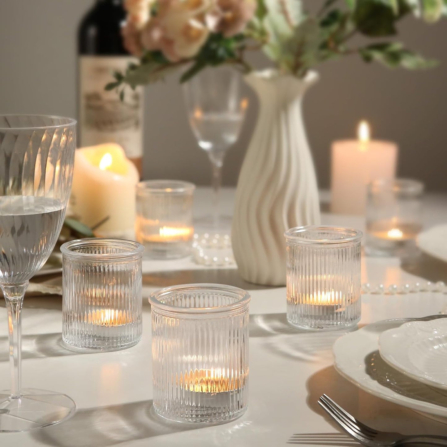 36pcs Votive Candle Holders - Clear Votives Glass Tea Light Candle Holders Bulk, Tea Lights Candles Holder for Home Party Wedding Decoration & Gift (Clear)