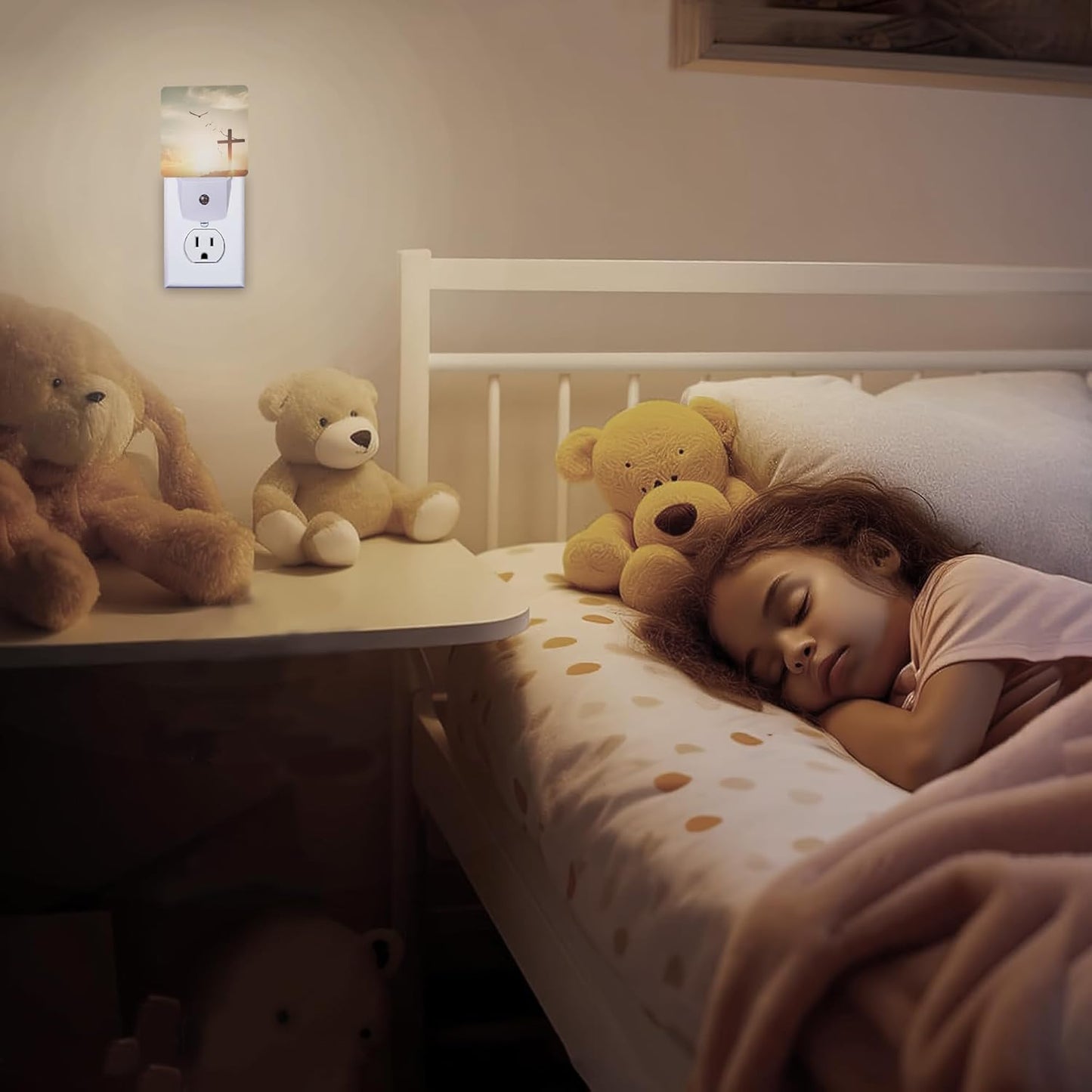 Cross Christian Sunrise Night Light, Crucifixion Night Light Plug into Wall with Dusk to Dawn Sensor, LED Lamp Energy Saving Lights for Men Women Boys Girls,Lamp for Bedroom Bathroom Hallway