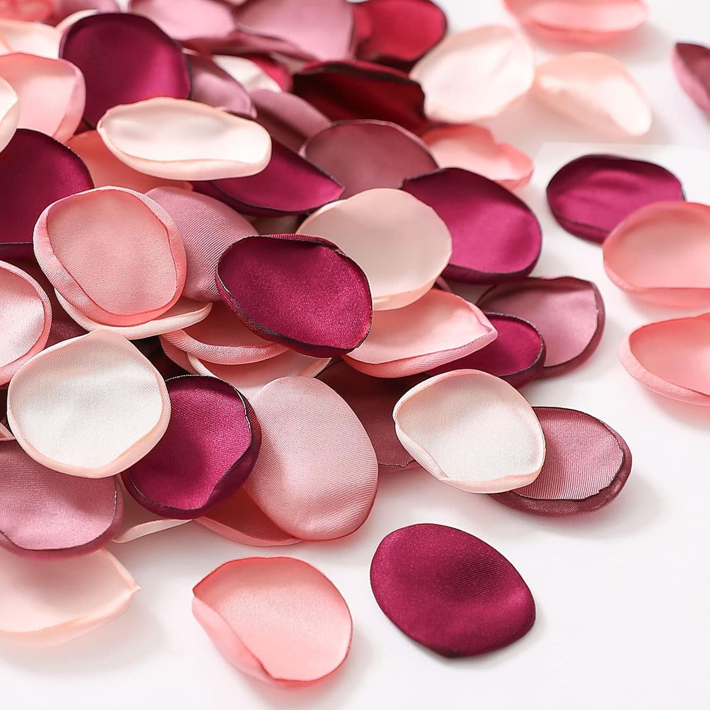 Serwalin 300pcs Silk Rose Petals Artificial Flower Petals for Weddings Burgundy Pink Petals Fake Petals Flower Girl Petals for Proposal Basket Aisle Runner Bridal Shower (4 Color Mixes)