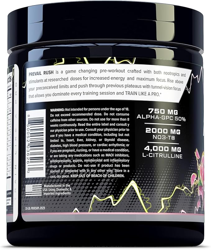 Cutler Nutrition High Stim Pre Workout Powder Prevail Rush Preworkout for Men & Women for Intense Pumps Energy and Focus with Caffeine NO3T Betaine and Dynamine | Pink Lemonade (20 Servings)