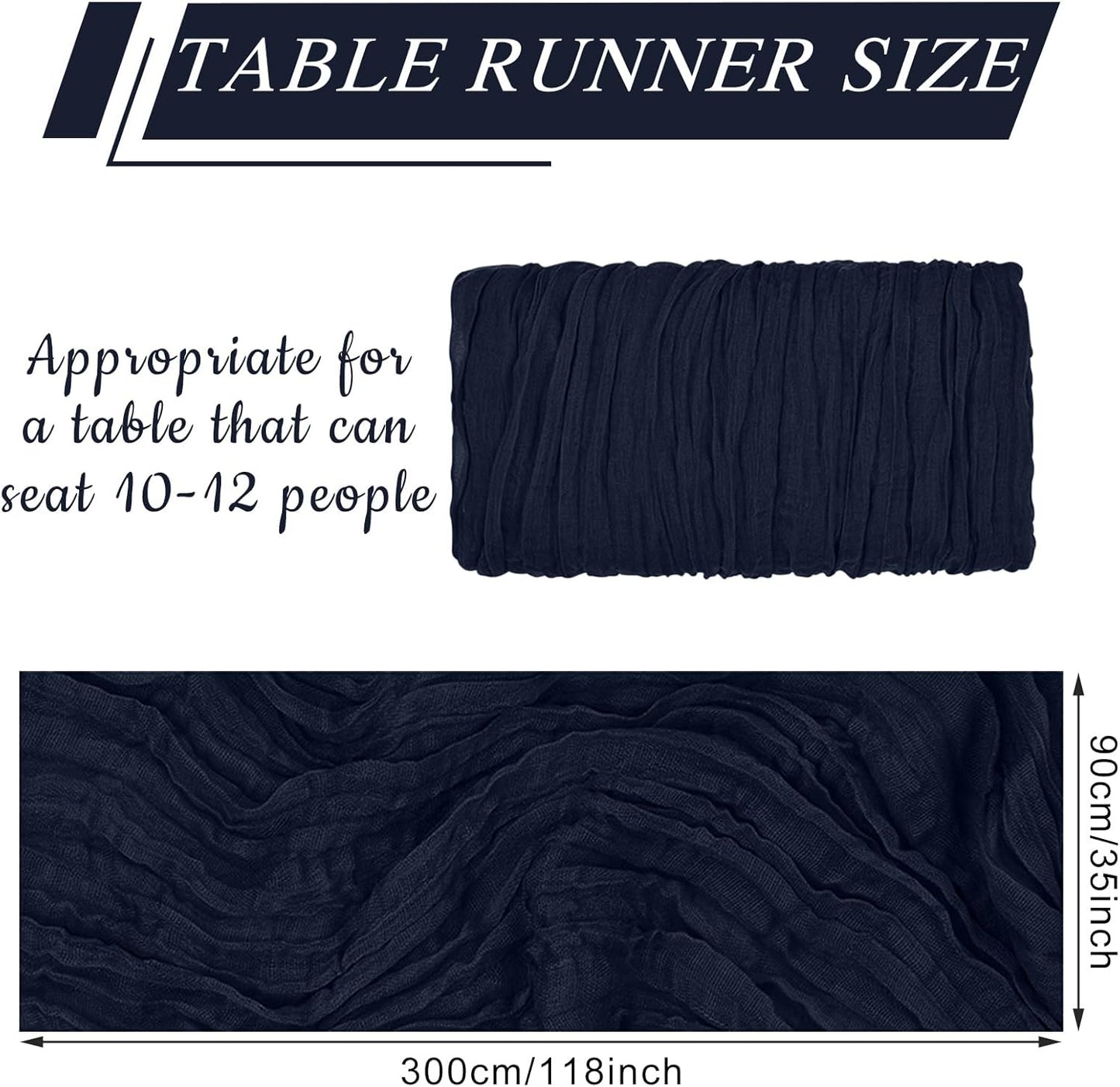 2 Pack Cheesecloth Table Runner 10Ft Christmas Gauze Boho Table Runners for Wedding Decor Bridal Shower Decorations Baby Shower Party(35" x 120")