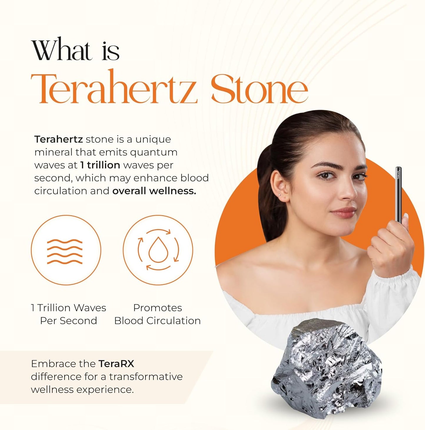 TeraRX® Terahertz Acupuncture Pen for Face – Authentic Terahertz Stone Pressure Point & Deep Tissue Massage Tool - Premium Acupressure Pen & Reflexology Tools for Beauty & Self-Care Rituals