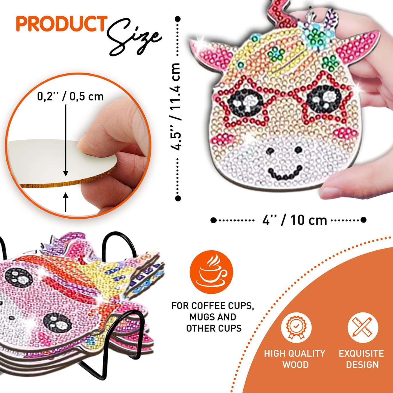 10 pcs Diamond Painting Coasters | Diamond Art Coasters | Unircorn Diamond Art Painting | Perfect Art Craft Gift for Unicorn Lover, Dad, Mom, Grandparents, Brother, Sister. (Unicorn)