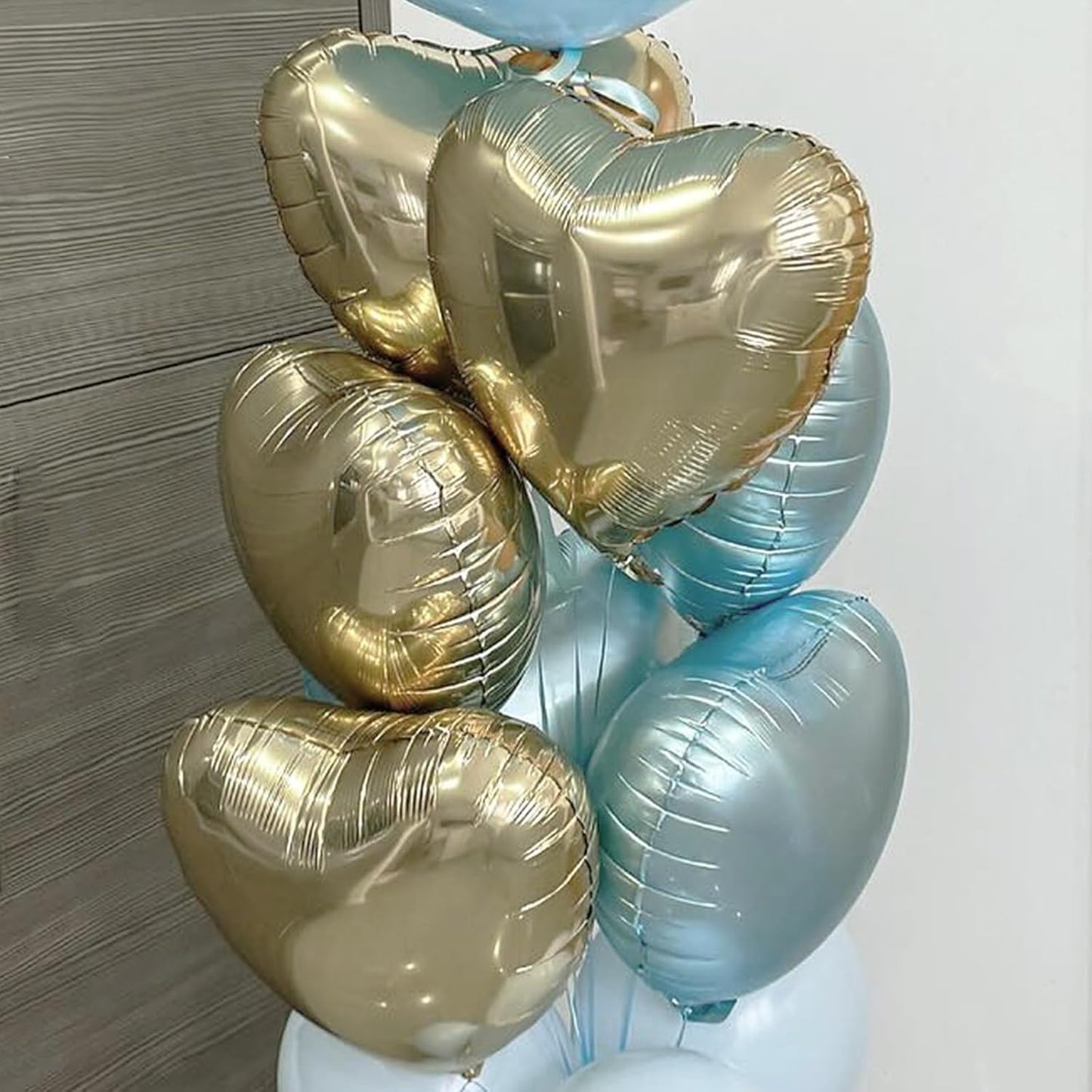 Pastel Gold Heart Balloons - 10 Pcs 18 Inch Light Yellow Foil Heart Mylar Balloons for Birthday, Wedding, Baby, Valentine's Party