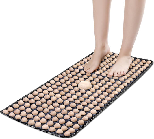 1 Pcs Wood Foot Acupressure Mat - Ergonomic Foot Massager Mat for Feet Relax, Wood Massage Tool -Foldable Pressure Point Pad for Long Sitting Elderly Students and Office Workers