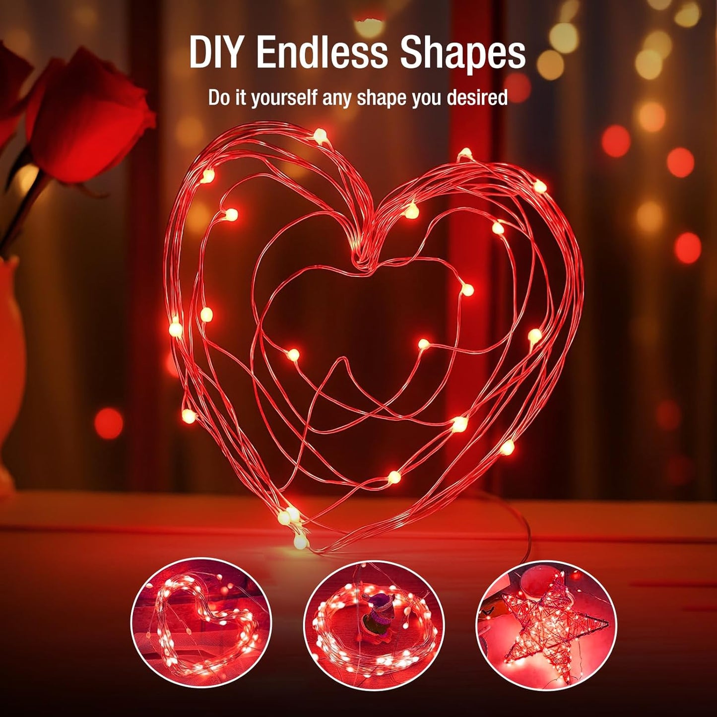 12 Pack Fairy Lights Battery Operated - 7ft 20 Led Twinkle Lights 3 Modes, Bulk Mini String Lights Waterproof for Mason Jars Vases DIY Party Wedding Decoration Christmas - Red