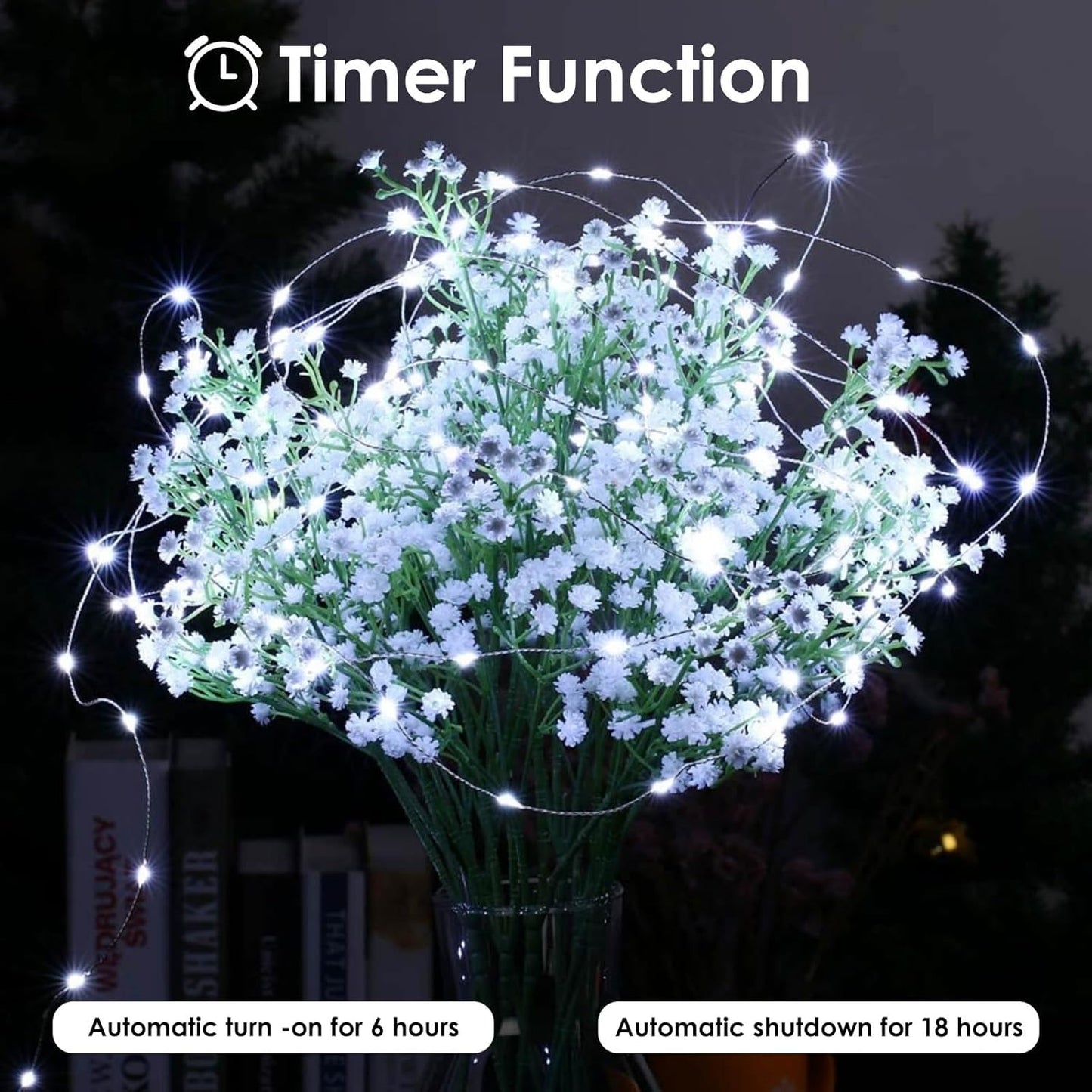 8-Pack Fairy Lights Battery Operated with Remote & Timer & 8 Modes, Waterproof 16 FT 50 LED String Lights Outdoor Indoor, Battery Twinkle Lights for Christmas Bedroom Centerpiece Décor (Cool White)