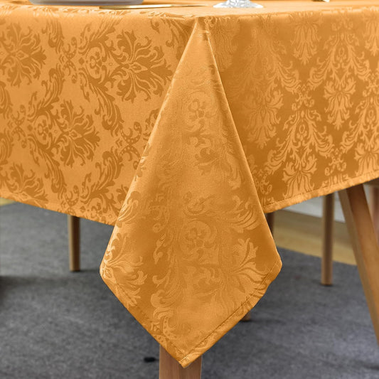 SASTYBALE Square Jacquard Tablecloth Washable Spill Proof Wrinkle Resistant Damask Table Cloth, Soft Polyester Table Cover for Kitchen Parties Farmhouse, Amber 52×52 Inch
