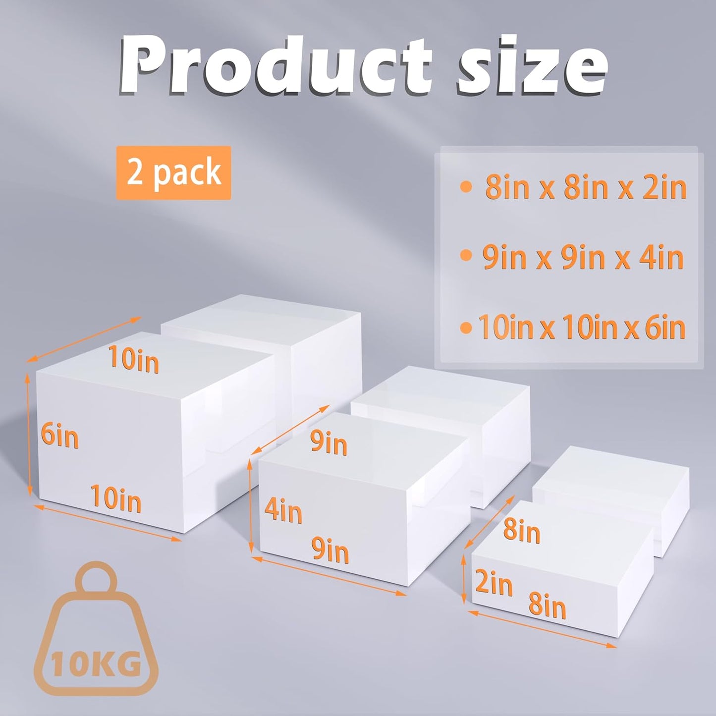 Buffet Risers, Food Display Risers for Party, Glossy White Acrylic Risers Display Stand for Buffet Table, Catering Displays for Dessert, Cube Box Nesting Riser with Hollow Bottoms (8"x9"x10" 6PCS)