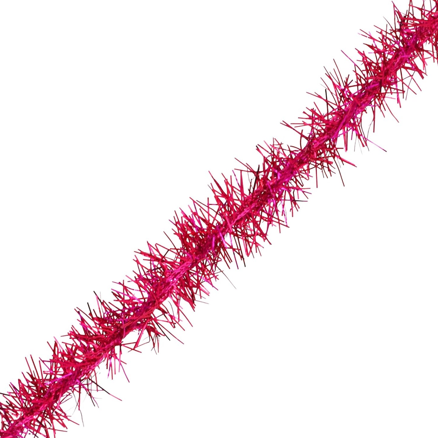 Mandala Crafts Hot Pink Tinsel Garland - Thin Metallic Foil Glitter Mini Garland for Christmas Tree, Party, Wedding Decor, and Holiday Decorations