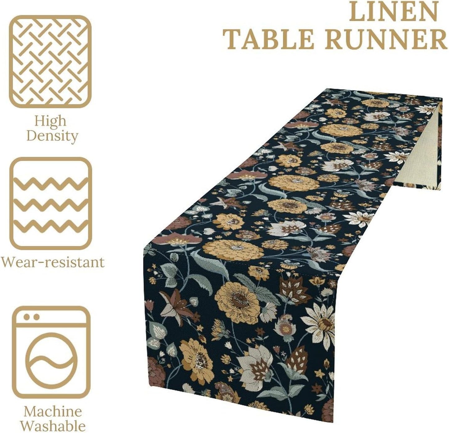 Boho Floral Table Runner Bohemian Floral Vintage Home Kitchen Dining Table Decoration 13x70 Inch 1PCS