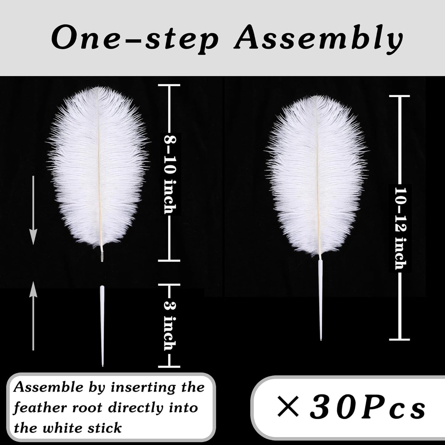 SOGUGOM White Craft Ostrich Feathers - 30PCS 8-10 inch Ostrich Feathers Kit for Centerpieces, Kindergarten Crafts, Dream Catchers and DIY Projects(Off White)