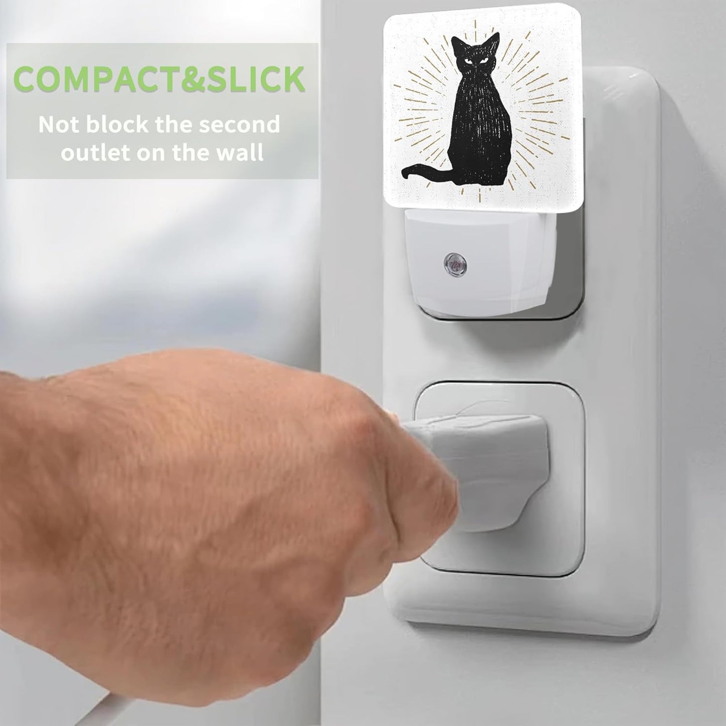 Black Cat Night Light, Cute Cat Night Light Plug into Wall with Dusk to Dawn Sensor, LED Lamp Energy Saving Lights for Men Women Boys Girls,Lamp for Bedroom Bathroom Hallway