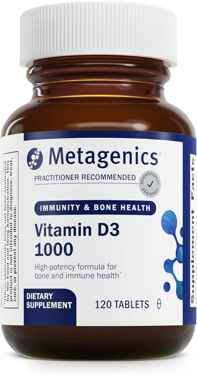 Metagenics Vitamin D3 1000 - Vitamin D Supplement - Bone Density & Immune Support* - Tooth Integrity* - Non-GMO & Gluten Free - 120 Tablets