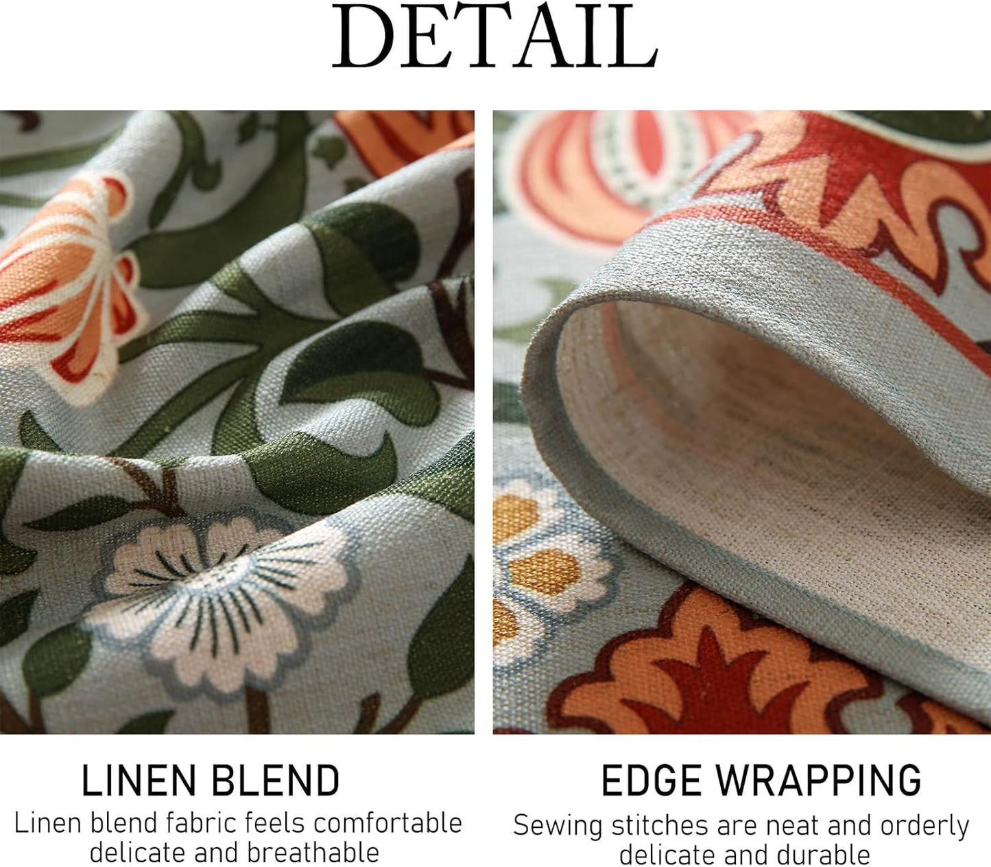 ISAENNE Designer Bohemian Linen Green Round Tablecloth,Floral Indoor Table Cloth,Stain Resistant Decor Tablecloths for Dining Thanksgiving Kitchen Party Christmas,Diameter 67"-Naples