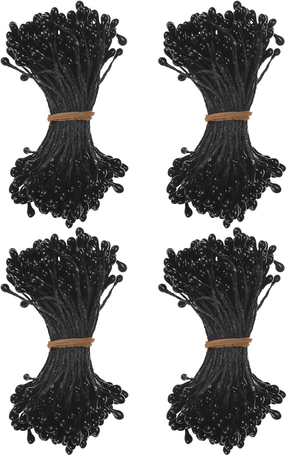 600-Pack Flower Stamens for Crafts, 5mm Double Heads Artificial Pearl Floral Pistil Mini Flower Pollens Stamens for DIY Making/Wedding/Scrapbook Decoration [Black]