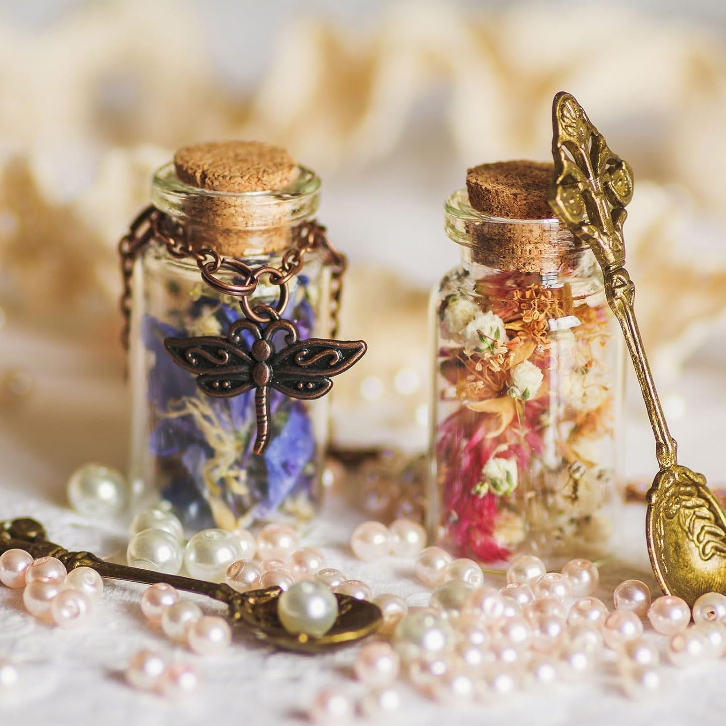 uxcell 10Pcs Mini Glass Bottles with Cork Stoppers, 8ml Small Clear Bottles Glass Empty Jars Vials for DIY Crafts Party Wedding Decor Favors