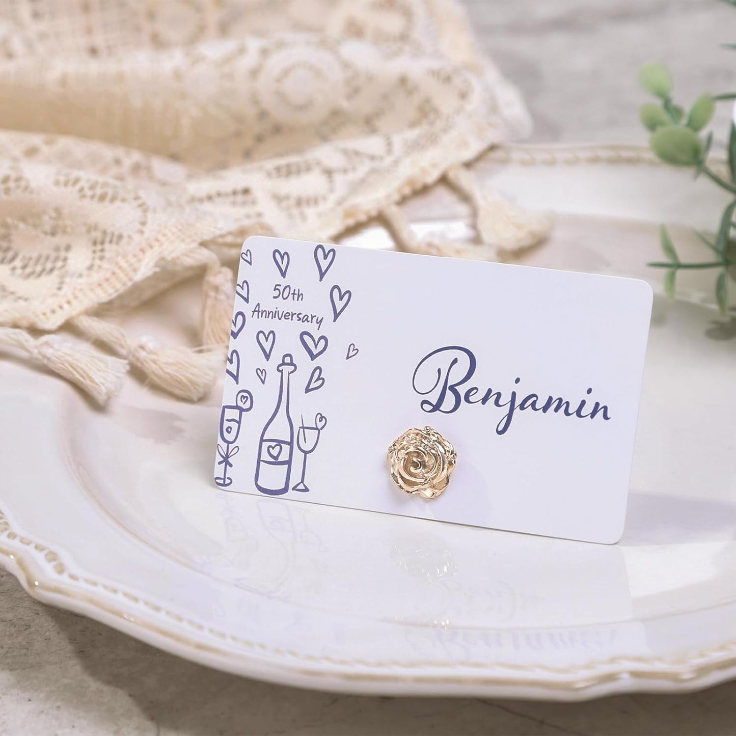 UNIQOOO 12Pcs Decorative Rose Floral Place Card Holders Bulk, Luxury Gold Metal Name Card Stands Set, for Wedding Table Setting, Business Card, Name Tag, Party Food Labels