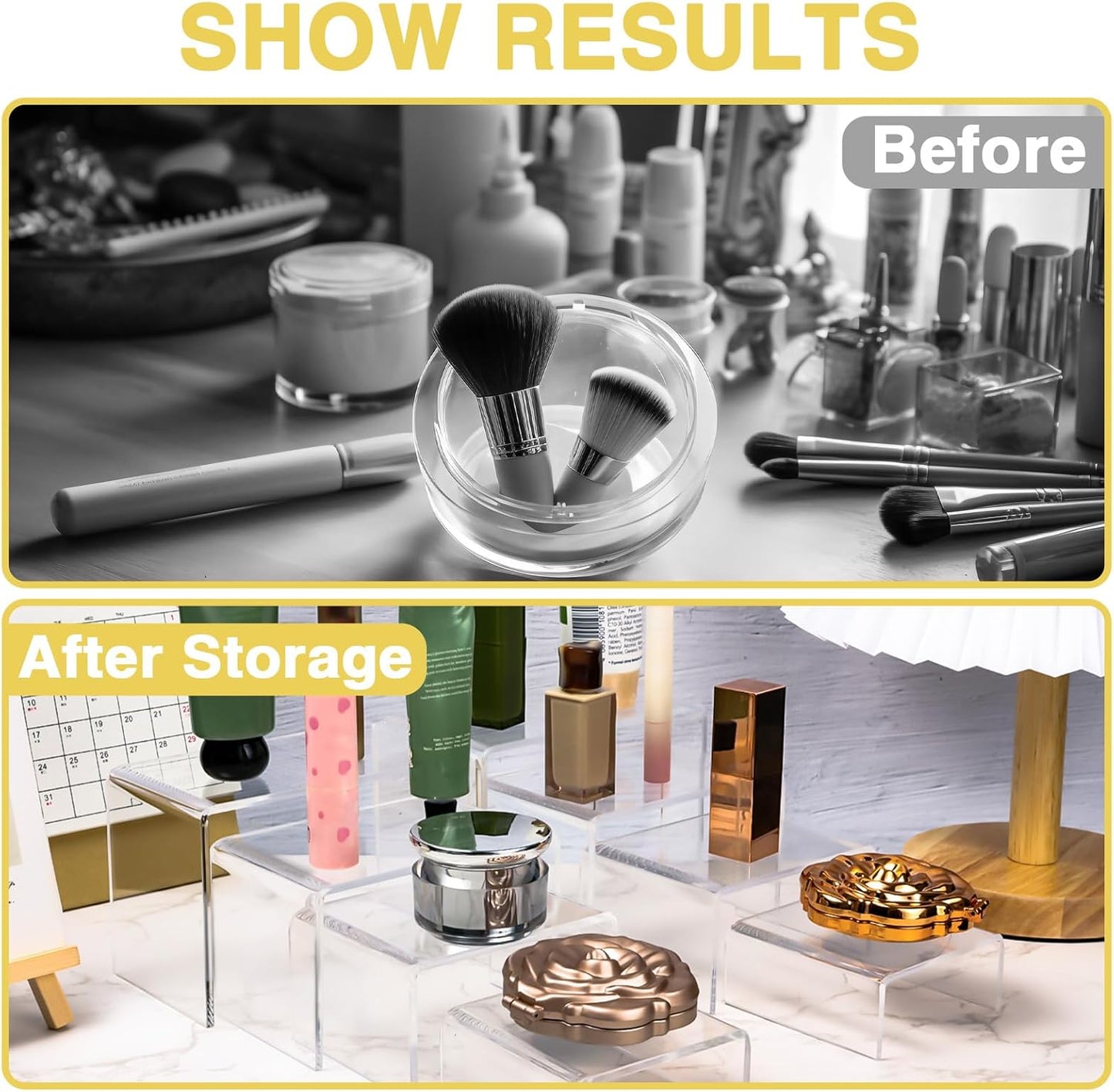 8 Pcs Acrylic Display Risers, 2 Sets Small Size Clear Acrylic Risers, 0.15" Thick, Display Stands for Figure, Action, Dessert, Candy, Jewelry Showcase