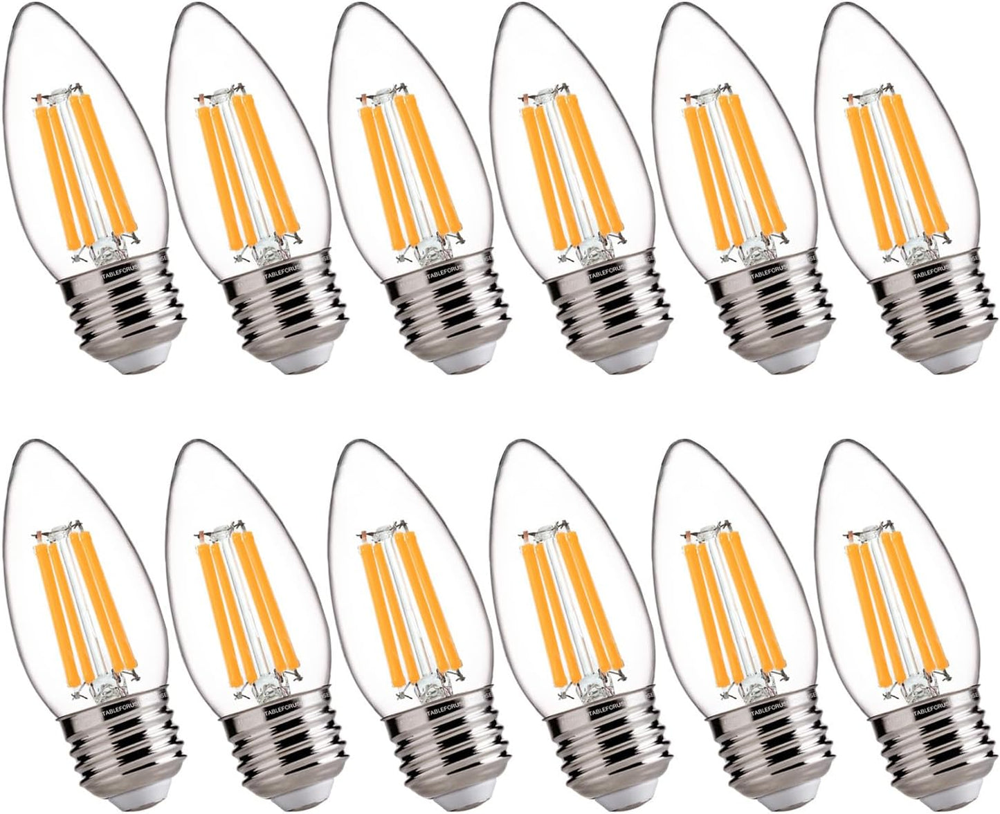 FLSNT 100W Equivalent LED Candelabra Bulbs, 800LM Dimmable LED Chandelier Light Bulbs, 2700K Soft White, E26 Base, 12 Pack UL,CA65 Listed.