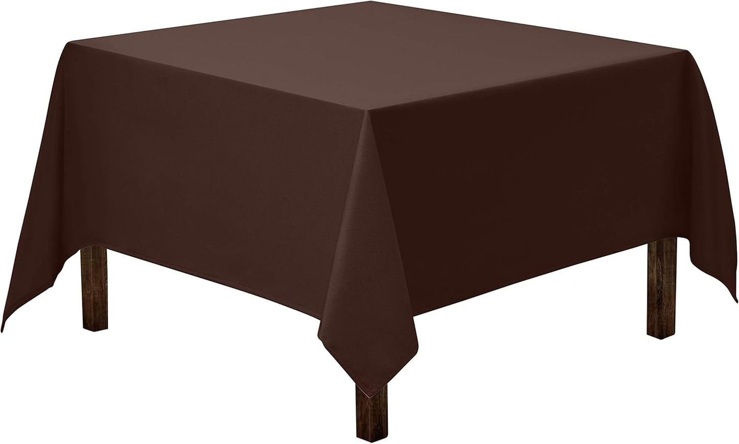 Gee Di Moda Square Tablecloth - 52 x 52 Inch Chocolate Table Cloth for Small Square or Round Tables - Heavy Duty Washable Fabric - for Buffet Table, Holiday Party, Dinner, Wedding & Baby Shower