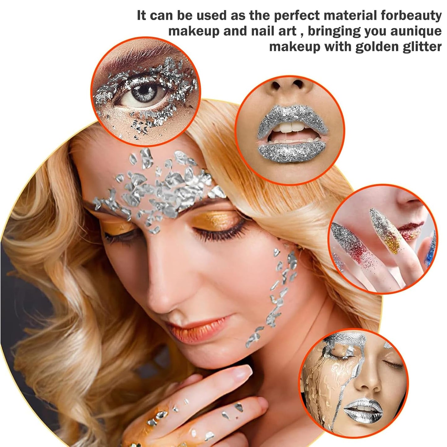 Edible Silver Leaf, Silver Leaf Cake Decoration Gold Flakes Food Gold Foil Decoration Baking Gold Foil Decor Chocolates Decor Silver Leaf Sheets for Cooking Dessert Decoration Crafts Makeup (Silver)