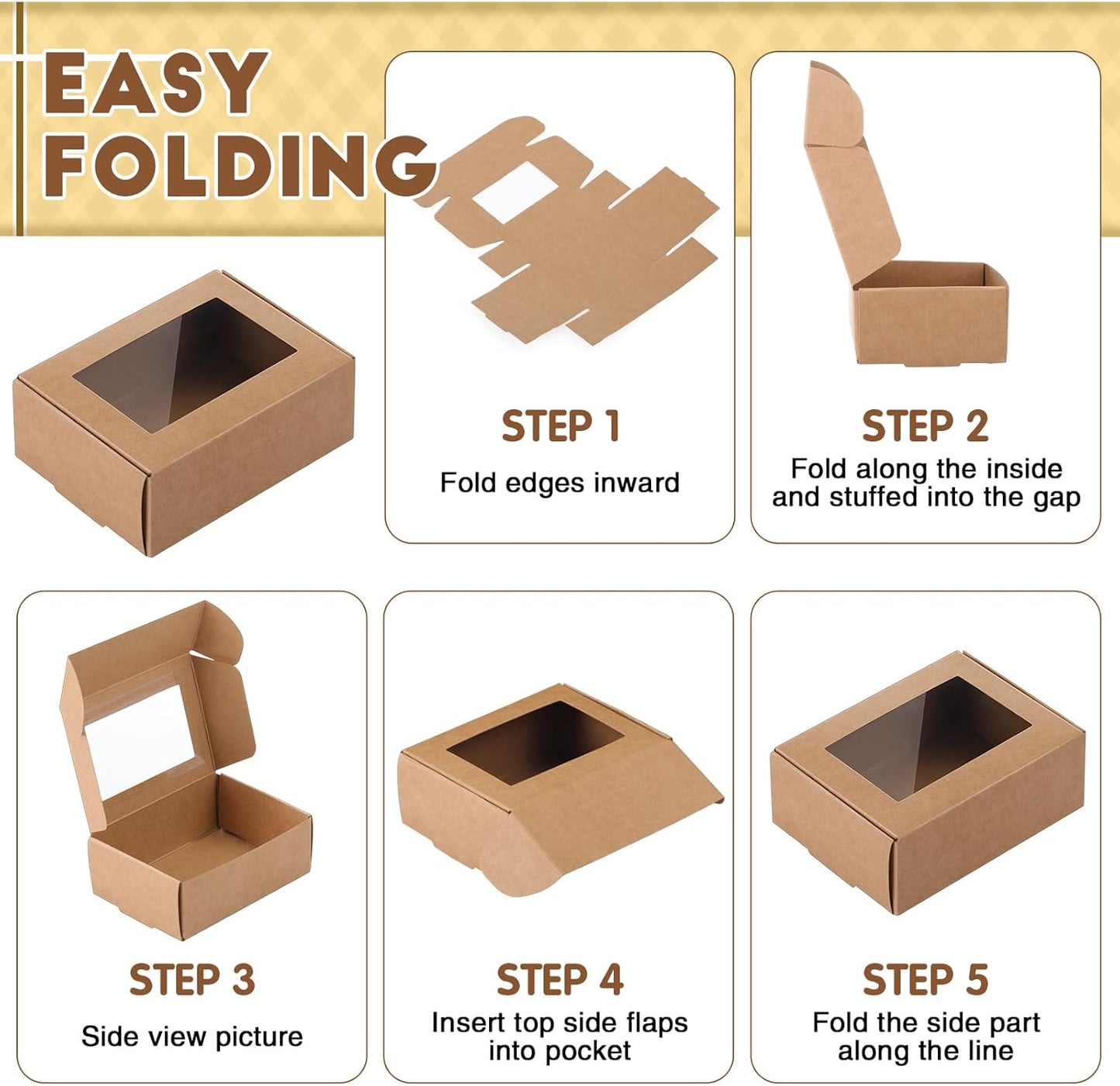 Zonon 30 Pcs Soap Boxes for Homemade Packaging, Mini Kraft Treat Boxes with Window for Bakery Candy Soap Making Gift Packaging(3.7 x 2.6 x 1.37 Inch,Brown)