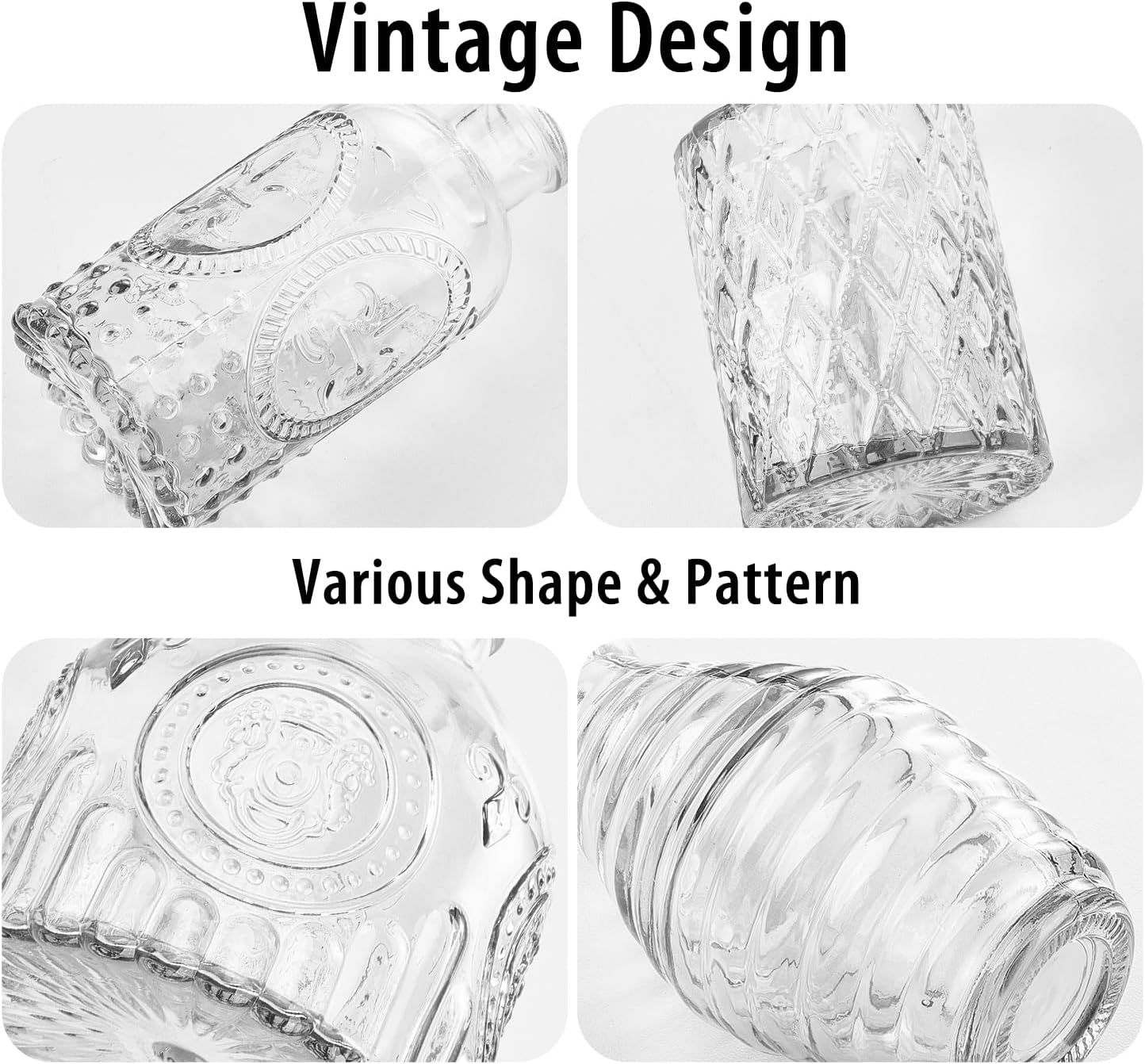 Glass Bud Vase Set of 12, Clear Bud Vases in Bulk, Small Flower Vases for Table Centerpieces, Mini Vintage Vases for Rustic Wedding Party, Bridal Shower, Home Decoration (12 Pack)