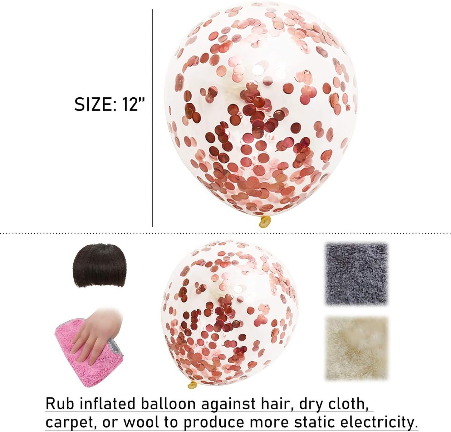 Rose Gold Confetti Balloons, 25 Pcs Thickened 12 Inch Clear Latex Balloon with Confetti Inside for Graduation Decorations Engagement Bridal Shower Party Baby Shower Birthday Party Decoration Supplies