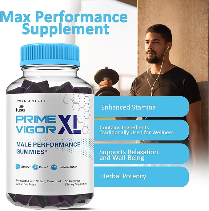 (3 Pack) Prime Vigor XL Gummies PrimeVigor XL Me Gummy Supplement, Prime Vigor Maximum Strength Advanced Shilajit Irish Sea Moss Fenugreek Gummies for Men Energy & Vitality Support (3 Month Supply)