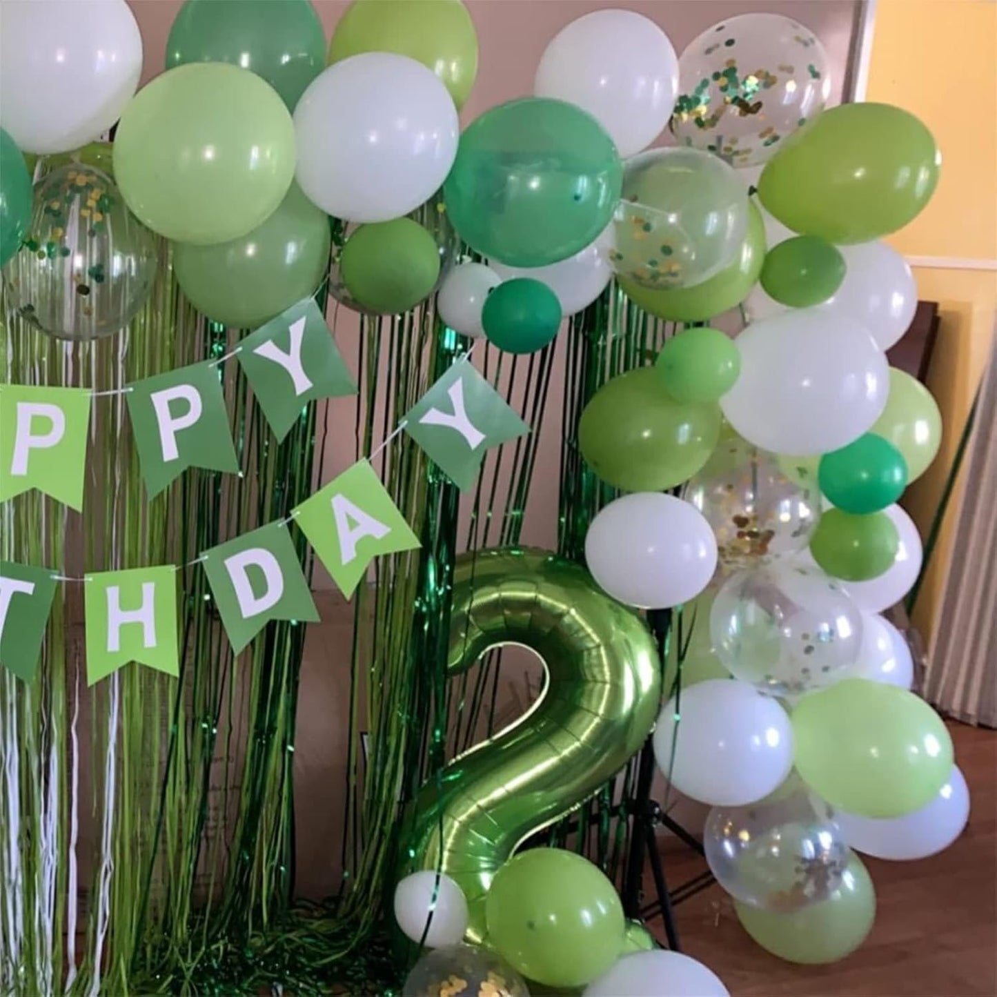 Green 2 Balloons, 40 Inch Giant Helium Foil Number 0-9 Green Birthday Balloon for Boys Girls, Self Inflating Digit 2 Balloons for Women Men Anniversary Jungle Football Party Decorations Supplies