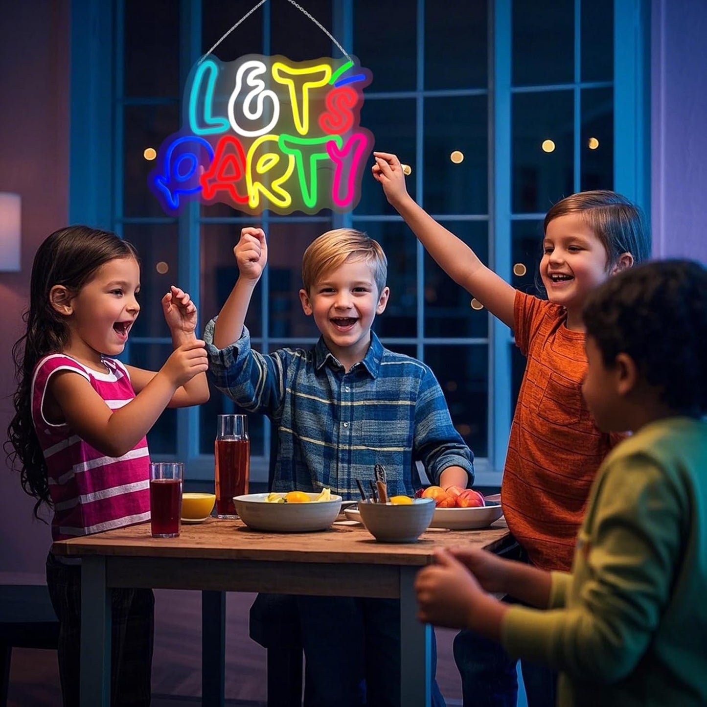 Let's Party Neon Sign for Wall Decor with Dimmable and USB Power,Multicolor LED Light up Sign,Party signs Perfect for Birthday,Bachelorette Parties,Game Room,Bar Lighting,gifts,size:14.17*10.32In