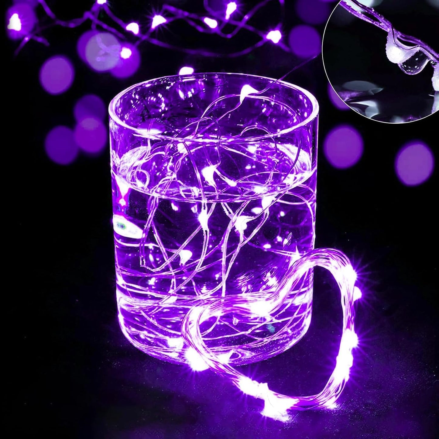 24 Pack LED Fairy Lights Battery Operated 7Ft 20Led Mini String Lights Waterproof Christmas for Mason Jars Bedroom DIY Party Wedding Christmas Decor Purple