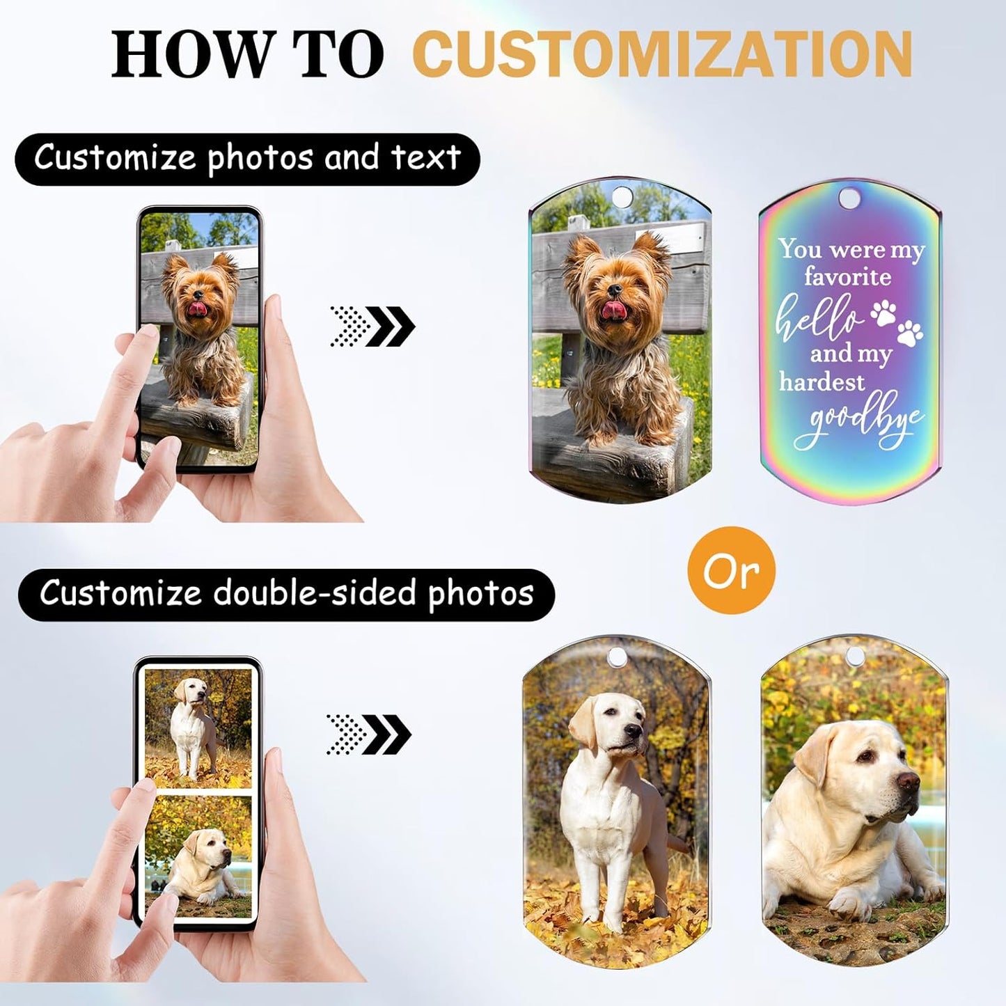 Funnylife Personalized Dog Memorial Photo Keychain Stainless Steel Custom Pet Memory Keychain Loss of Dog Sympathy Gifts