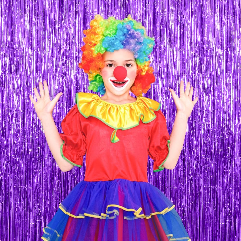 10 Pack Foil Curtain Backdrop Purple Metallic Tinsel Foil Fringe Curtains Photo Booth Props for Birthday Wedding Engagement Baby Shower Bachelorette Christmas Holiday Celebration Party