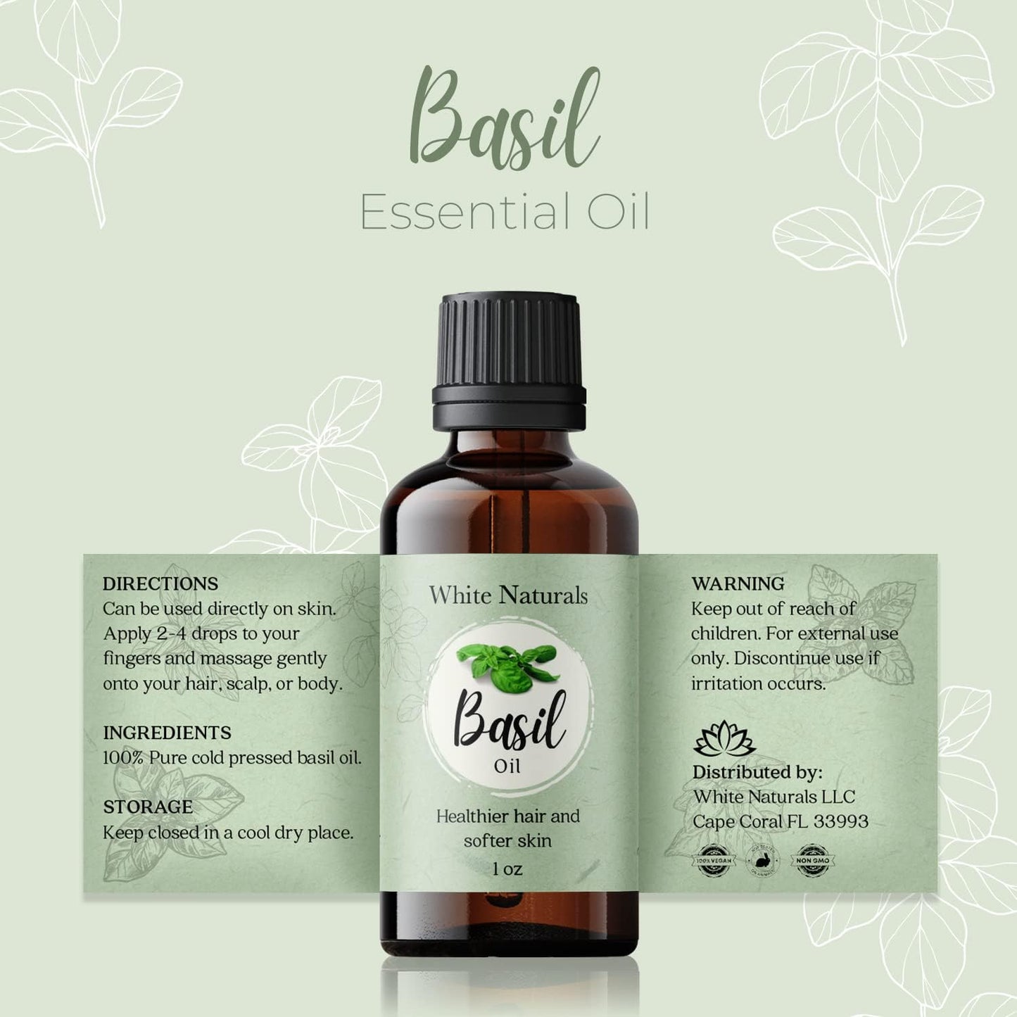 Basil Essential Oil,100% Pure & Natura, Therapeutic Grade Basil Oil for Aromatherapy, Great for Skin, Massage, Diffuser Candle & Soap Making, Plant Therapy 1 oz Bottle with Dropper