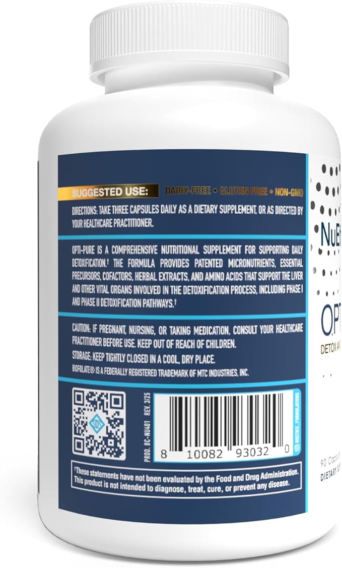 NuEthix Formulations Opti-Pure, Daily Nutritional Support for Detoxification Supplement, Supports Liver Function and Elimination of Toxins, 30 Serving Bottle