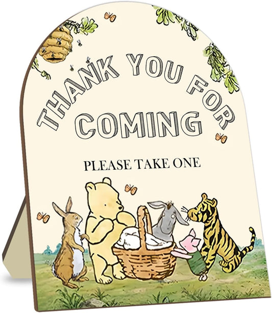 Winnie Bridal Shower Favors Sign, Winnie Decor Bridal Shower Gifts for Guests, Classic Pooh Thank You for Coming Please Take One Sign, Cute Animals Decor Baby Shower Party Supplies 9 * 11IN