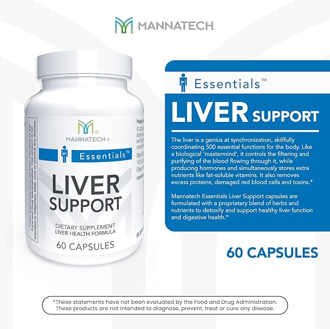Mannatech Liver Supplement with Inositol, Dandelion Root, Licorice Root, Milk Thistle, Turmeric Extract & Aloe Vera Extract - Liver Cleanse for Healthier Liver Function - Liver Support 60 Capsules
