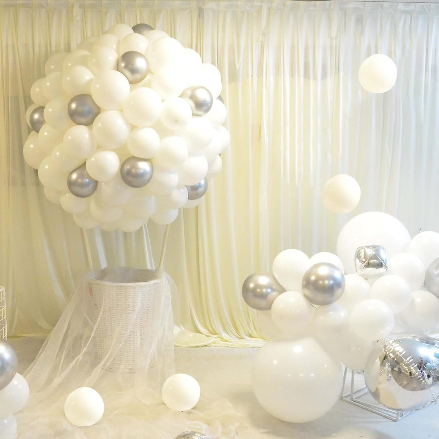 KAWKALSH 200pcs White Balloons 5 Inch, Small Mini Latex Balloons for Party Birthday Baby Shower Anniversary Festival Arch Garland Decoration