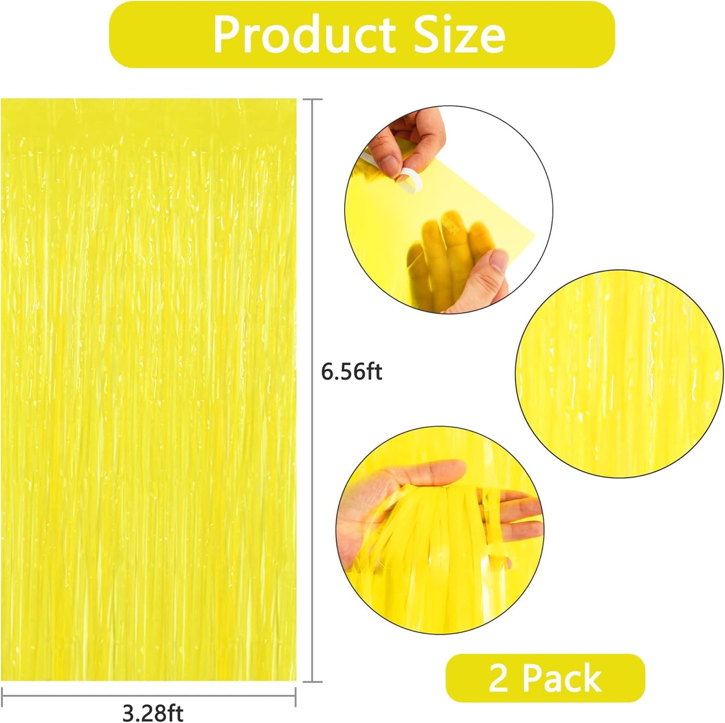 BEISHIDA 2Pcs Gold Door Streamer Fluorescent Gold Backdrop Blue Foil Fringe Curtains Tinsel for Birthday Baby Shower Halloween Backdrop Wedding Party Decoration (3.28 ft x 6.56 ft)