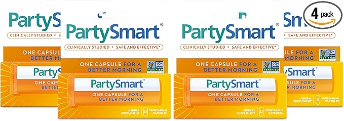 Himalaya PartySmart, One Capsule for a Better Morning, Plant-Based, Liver Support, Better Morning After Drinking, Clinically Studied, Non-GMO, 12 Capsules, 4 Pack