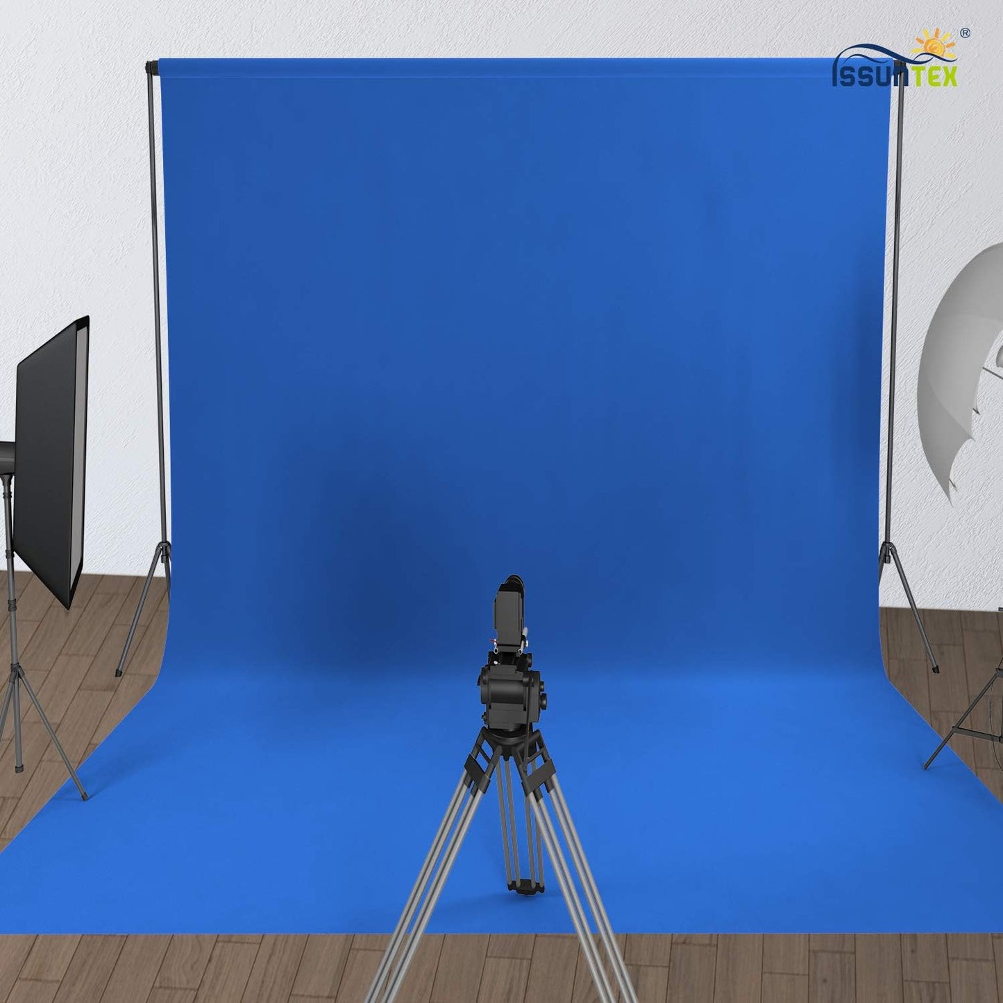 ISSUNTEX 6X9 ft Background Muslin Backdrop, Photo Studio, Collapsible High Density Screen for Video Photography and Television-Blue