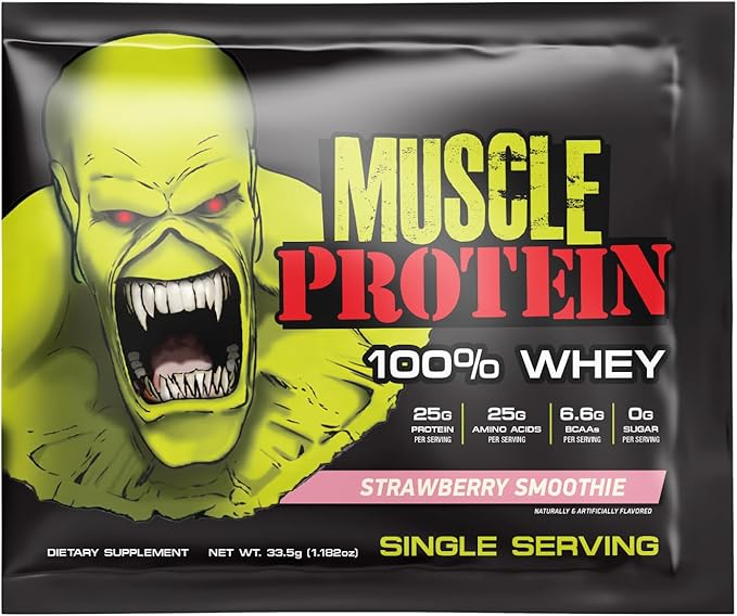 Whey Protein Powder Travel Single Serving Packs – Five Delicious Flavors, Cold Filtered for Maximum Absorption, 25g Protein, 6.6g BCAAs/Serving,0g Sugar-Perfect for Muscle Building & Recovery