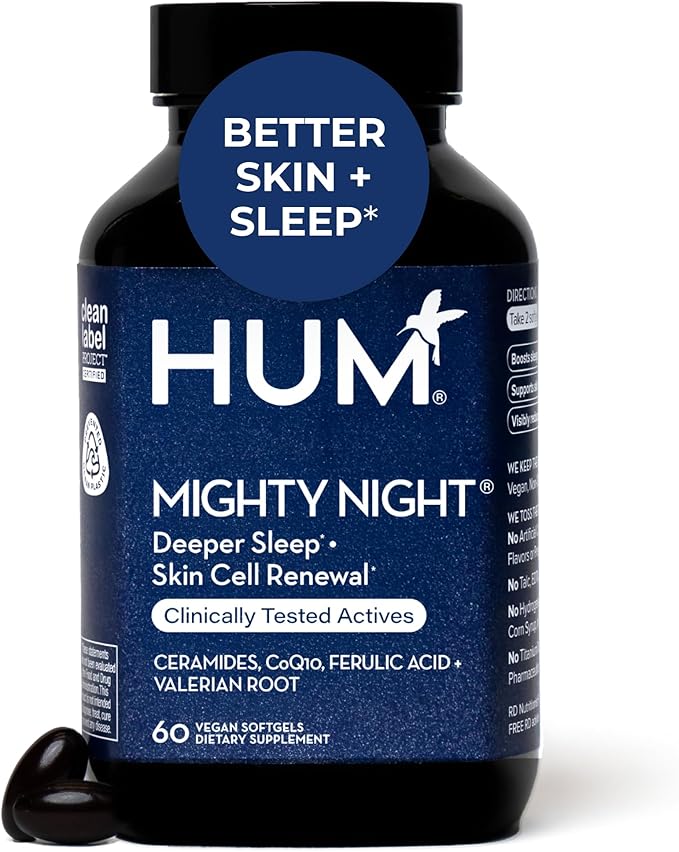 HUM Mighty Night - Nighttime Supplement for Skin + CoQ10 & Ferulic Acid to Promote Skin Cell Turnover - Overnight Beauty Vitamins for Women (60-Count)